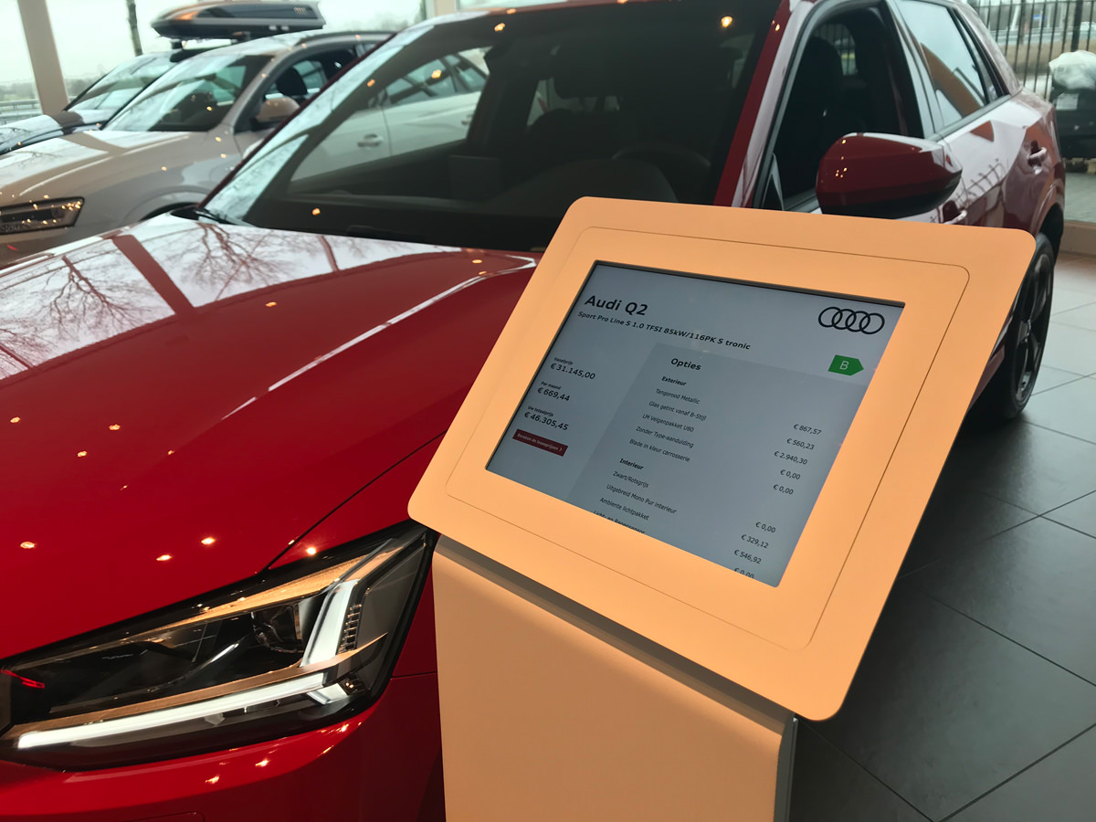 Bodenständer für iPad- Ausstellung - weiß